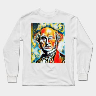 John Stuart Mill Abstract Portrait | John Stuart Mill Artwork 3 Long Sleeve T-Shirt